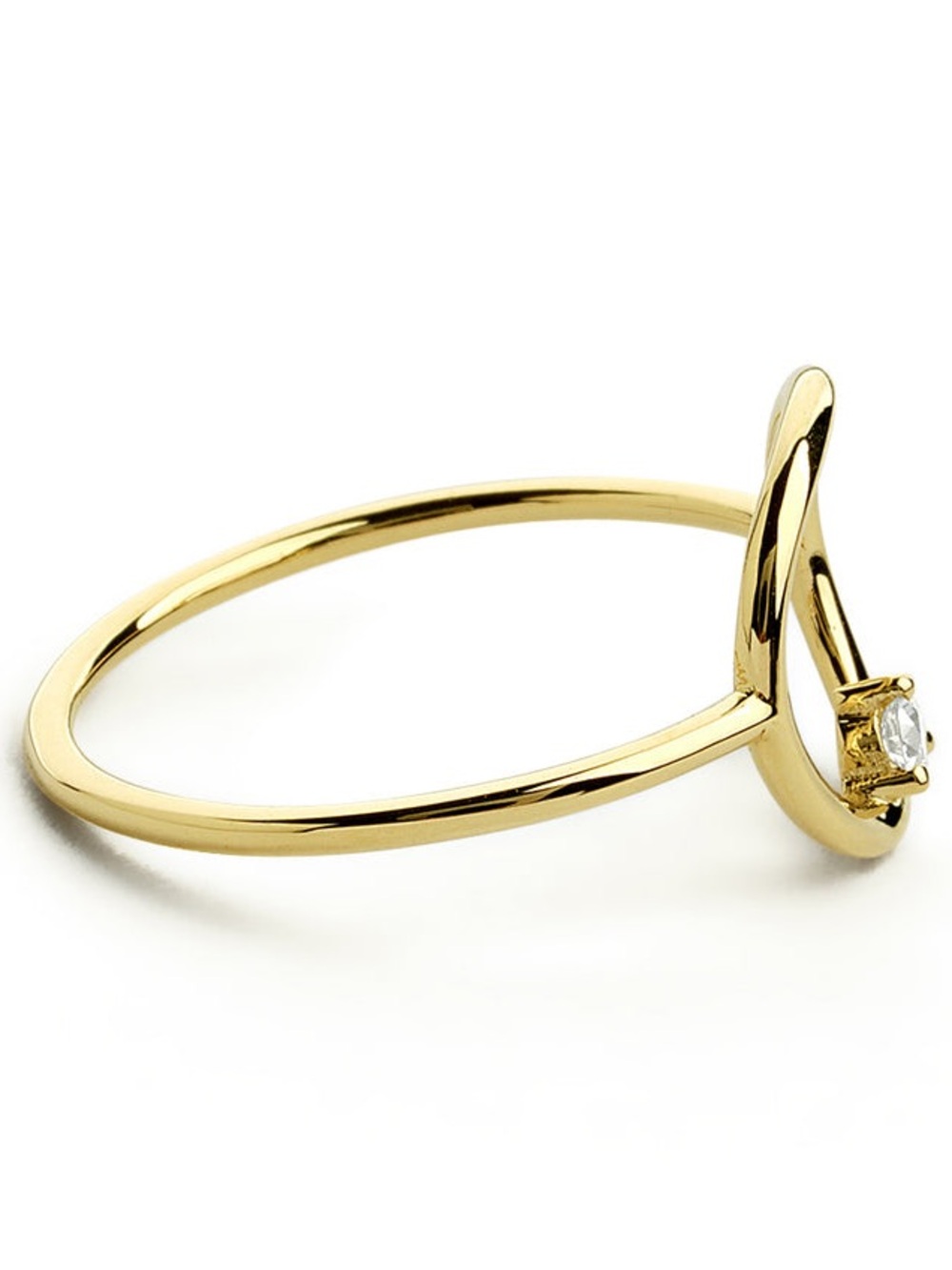 Ferko's 14K Gold Open Circle Ring with Single Diamond Accent - Picture 3 of 5